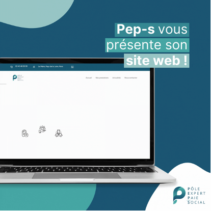 Ordinateur présentant le nouveau site web de Pep-s