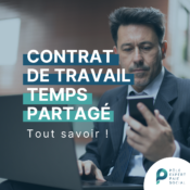 L'image d'un employeur. Il y a d'écrit "Contrat de travail temps partagé : tout savoir ! "